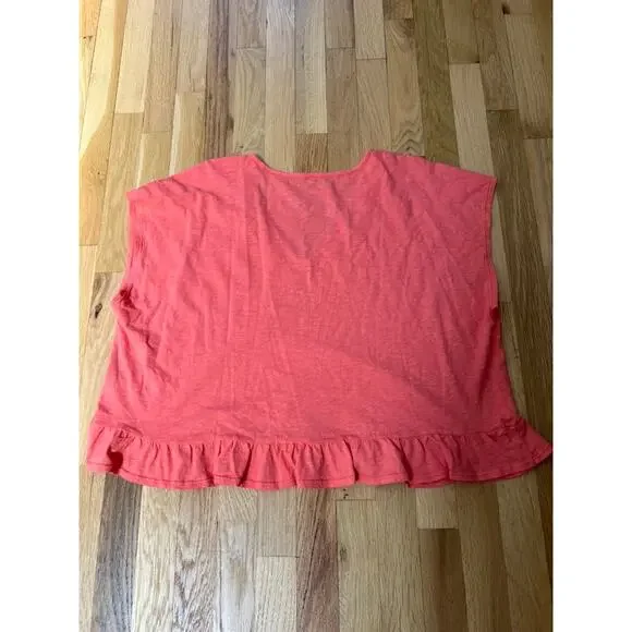 Velvet Rhye Vintage Slub Ruffle Tee Grapefruit NEW (size L) - Picture 5 of 6
